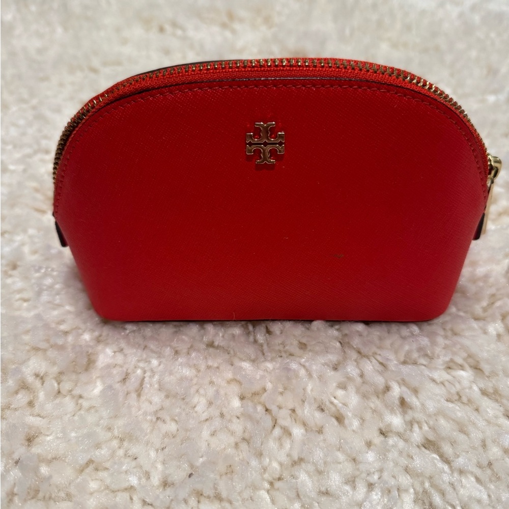 Red Tory Burch cosmetic bag